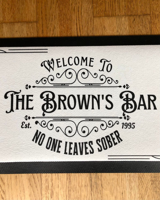 Personalised Name Bar Mat Runner No One Leaves Sober