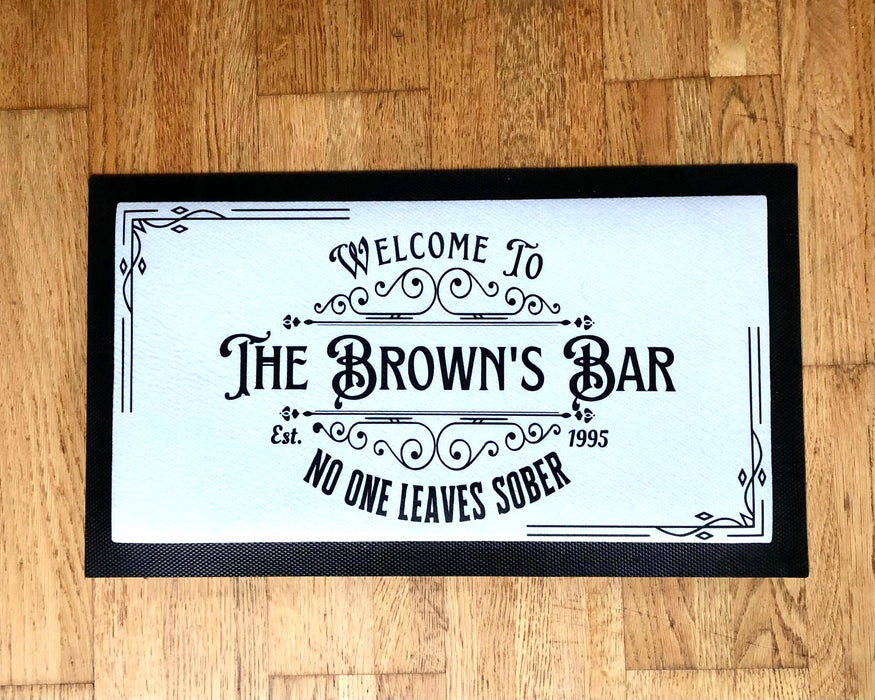 Personalised Name Bar Mat Runner No One Leaves Sober