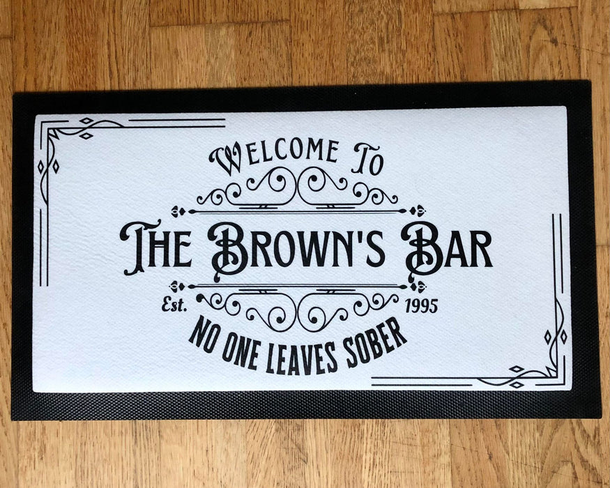 Personalised Name Bar Mat Runner No One Leaves Sober