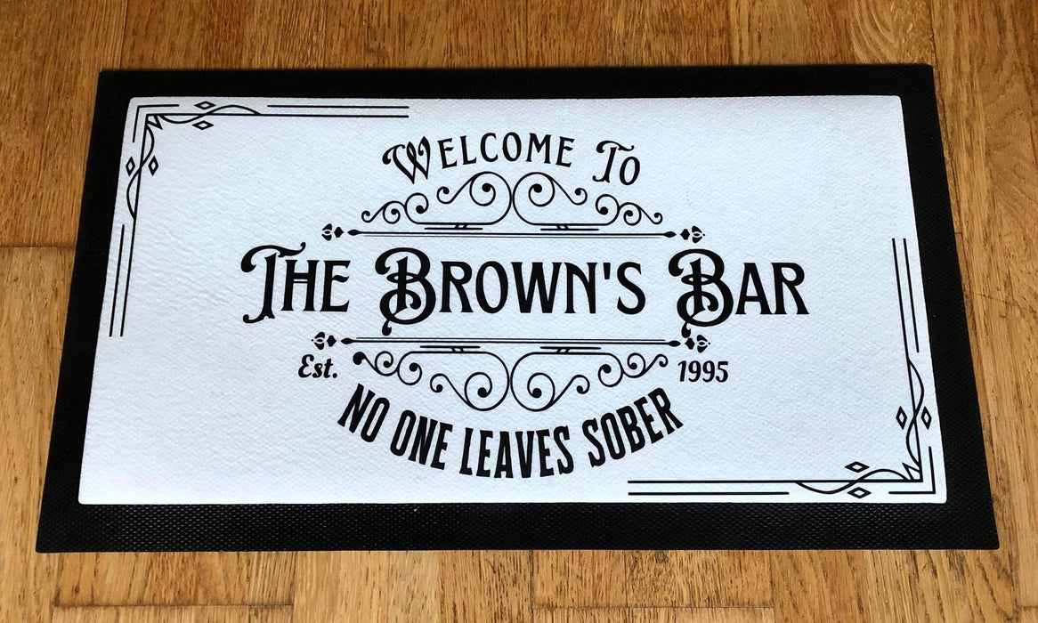 Personalised Name Bar Mat Runner No One Leaves Sober