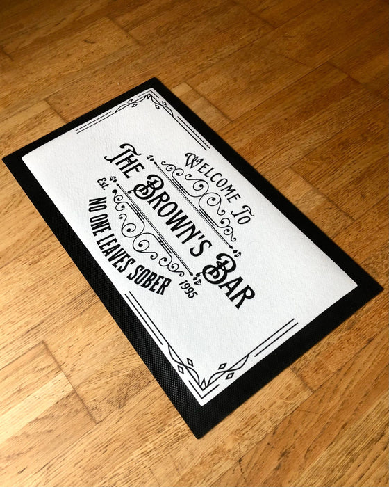 Personalised Name Bar Mat Runner No One Leaves Sober