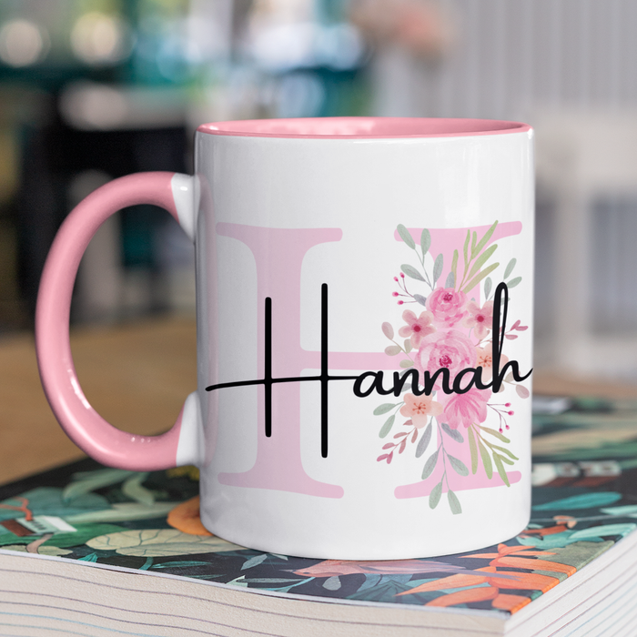 Pink Floral Initial & Name