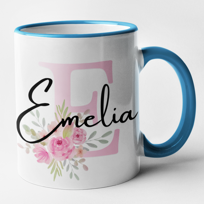 Pink Floral Initial & Name