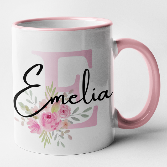 Pink Floral Initial & Name