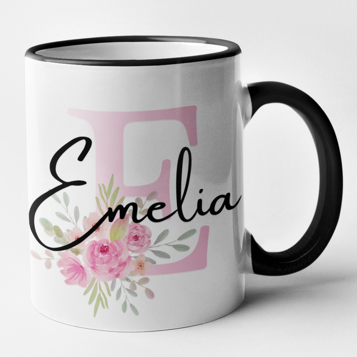 Pink Floral Initial & Name