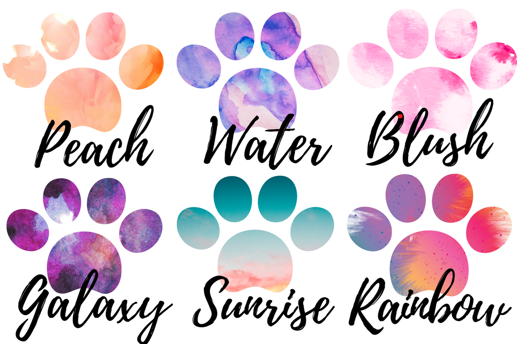 Personalised Name With Dog Paw Water Colour Variations