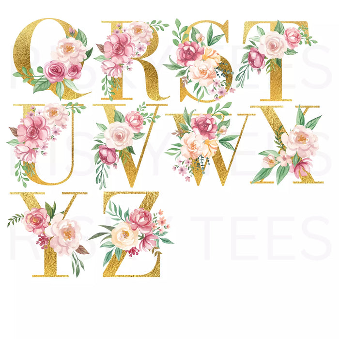 Gold Floral Initial & Name